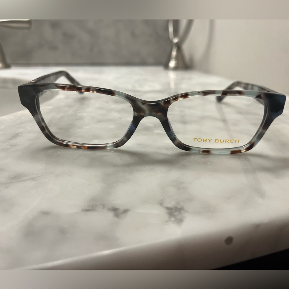 NEW With Case. Tory Burch Blue Tortoiseshell Eyeglasses/Frames